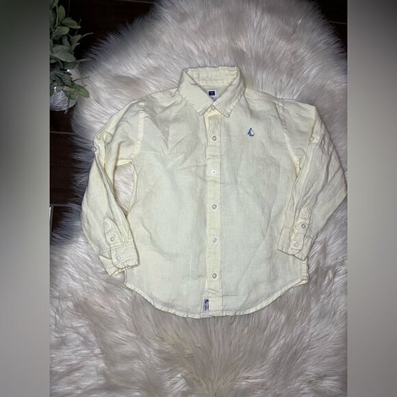 Janie and Jack yellow linen button down sz 5 - Picture 1 of 4